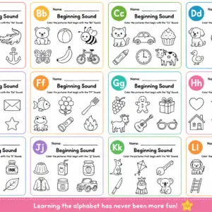 Alphabet Beginning Sounds Mega Pack – Printable Phonics Worksheets for Kids