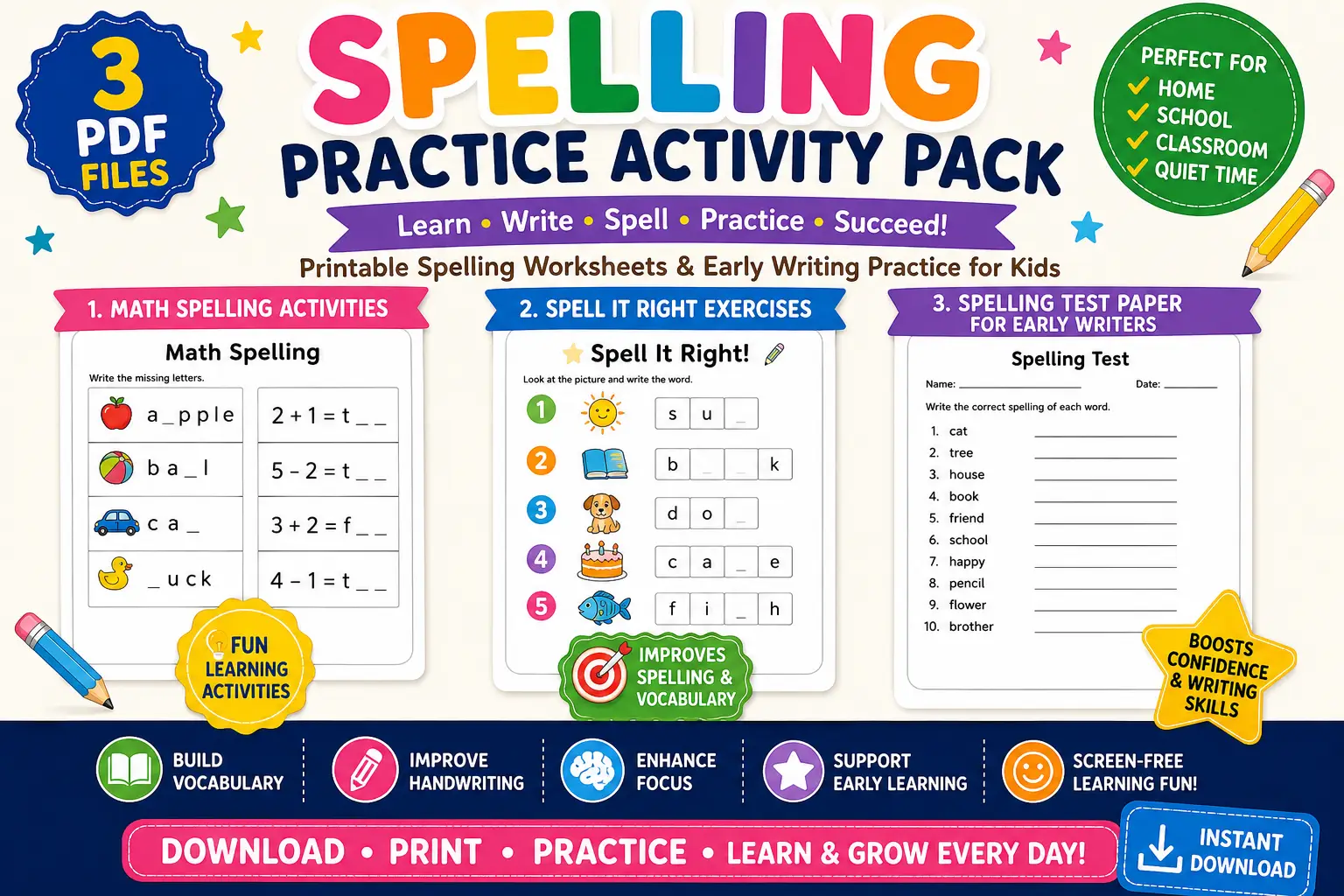 Spelling Practice Activity Pack