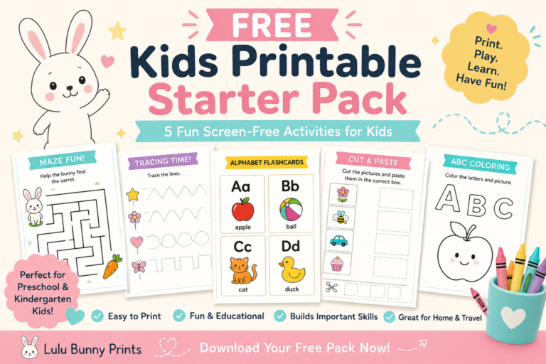 Free Kids Printable Starter Pack: 5 Fun Screen-Free Activities for Kids